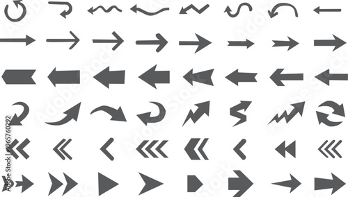 A collection of various arrow icons in different shapes and sizes