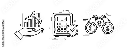 Financial growth, security, and investment insights: graphic illustration
