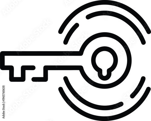 995 key turning in lock access moment vector illustration on transparent background