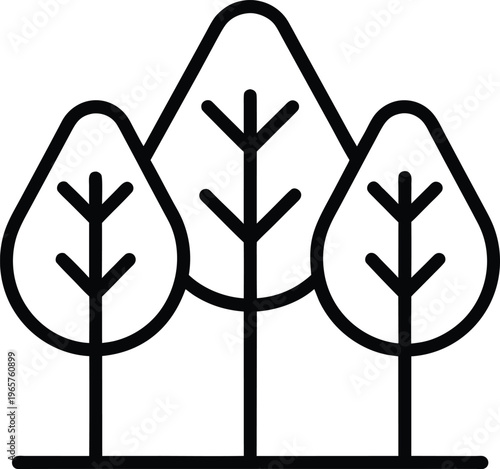 989 forest three trees varied heights vector illustration on transparent background