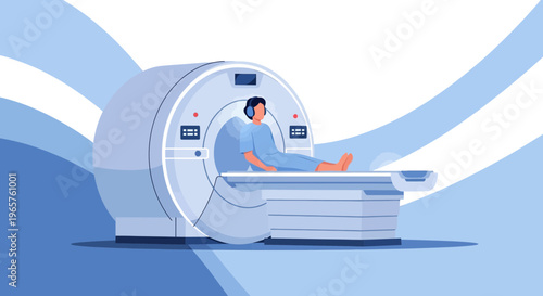 Patient Undergoing MRI Scan in Modern Medical Imaging Machine