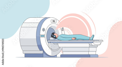 Patient Undergoing MRI Scan in Modern Medical Imaging Machine