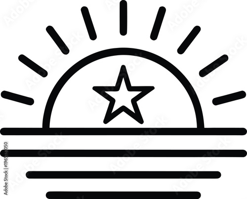 985 rising sun over horizon rays emerging vector illustration on transparent background