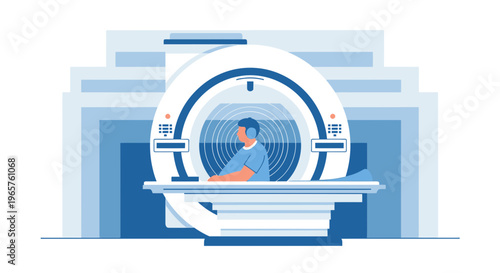 Patient Undergoing MRI Scan in Modern Medical Imaging Machine
