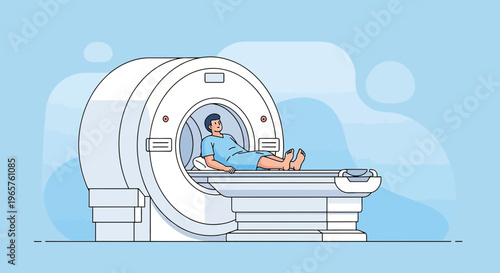 Patient Undergoing MRI Scan in Modern Medical Imaging Machine