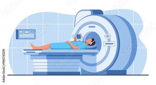 Patient Undergoing MRI Scan in Modern Medical Imaging Room