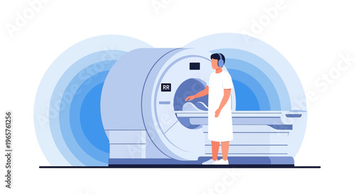 Patient Undergoing MRI Scan in Modern Medical Imaging Room