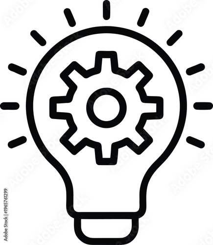 980 lightbulb with gear idea and mechanism fusion vector illustration on transparent background