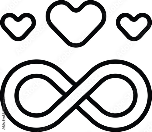 977 infinity loop with heart endless curve intertwined vector illustration on transparent background
