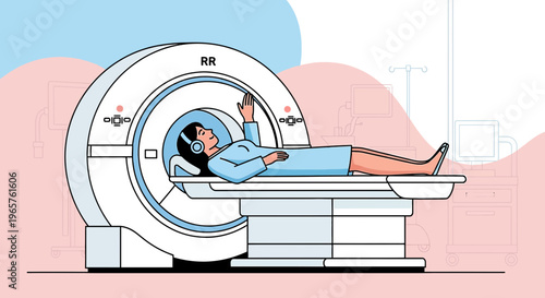 Patient Undergoing MRI Scan with Headphones for Comfort