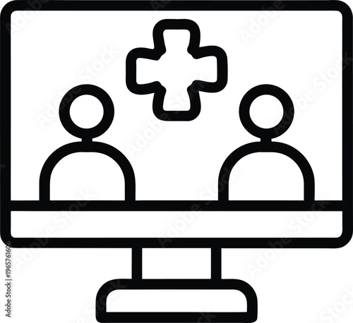 974 telemedicine icon screen with doctor and patient vector illustration on transparent background