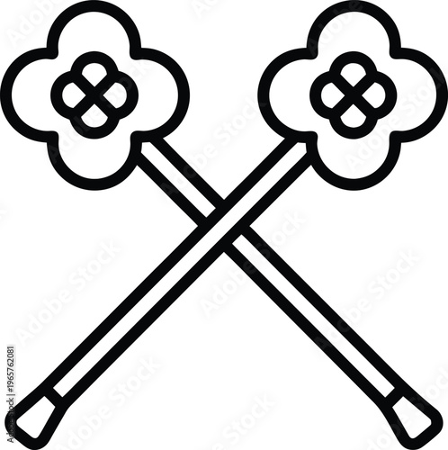 964 cane with quad base four point support tip vector illustration on transparent background