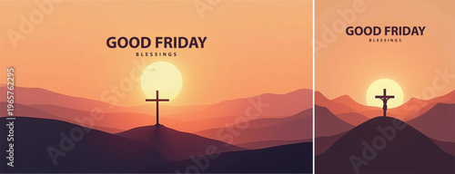 Elegant Good friday with cross background, Good friday holy week background for banner and social meida template
