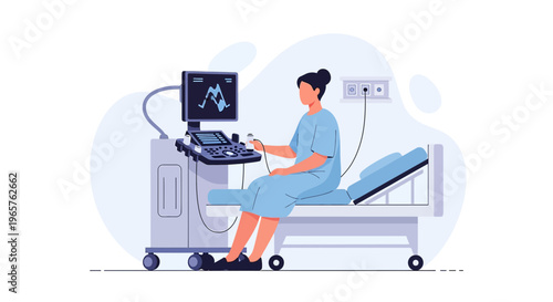 Patient Undergoing Ultrasound Examination with Medical Technician