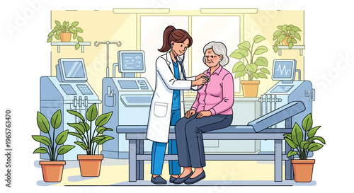 Doctor Checking Senior Patients Heartbeat