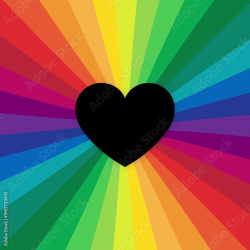 Heart on rotating rainbow sunburst animation, suitable for love, queer, mother's day, father's day, pride or Valentine - 4K Square Seamless Loop Video