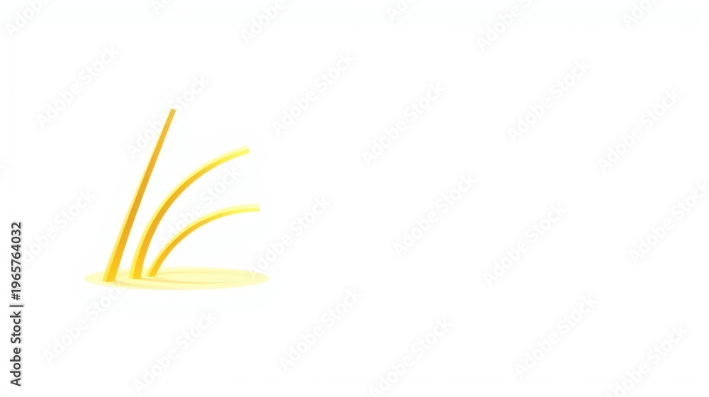 Obraz premium Yellow blades grass, simple design. Minimalist illustration, clean lines, bright color, isolated object. Focus on nature elements.