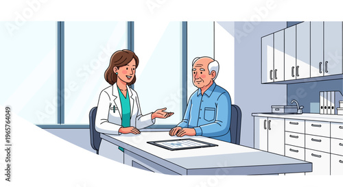 Doctor Consulting With Senior Patient in Clinic