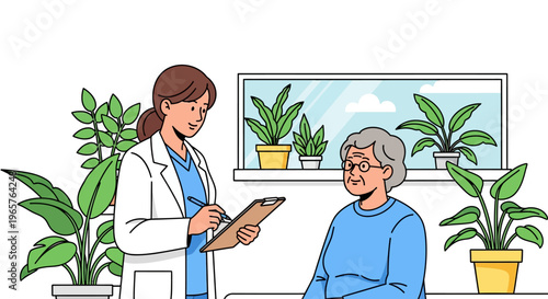 Doctor Consulting With Senior Patient in Office