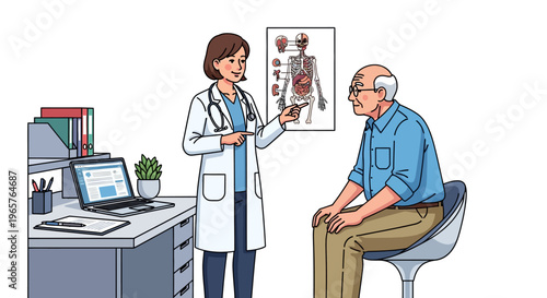 Doctor Explaining Anatomy to Senior Patient