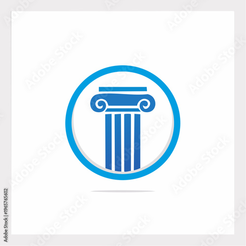 Classical architectural column symbolizing justice, law, and stability in a circle