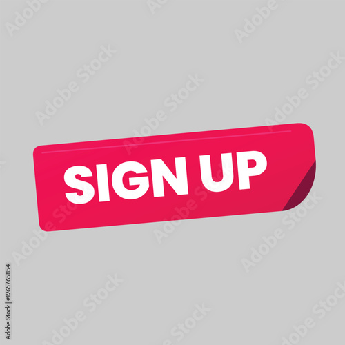 A bright pink sign up button on a light gray background for online registration