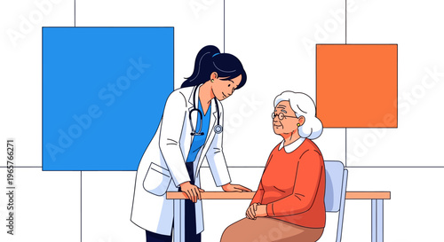 Physician Reassuring Elderly Patient in Clinic