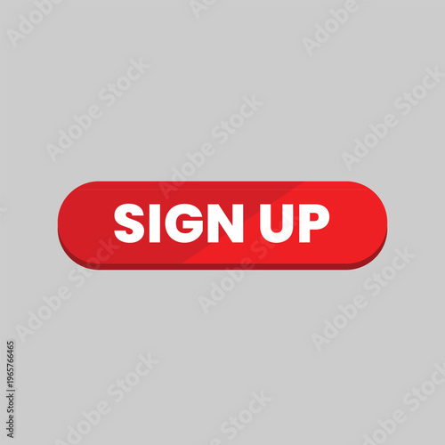 A red sign up button on a gray background for online registration