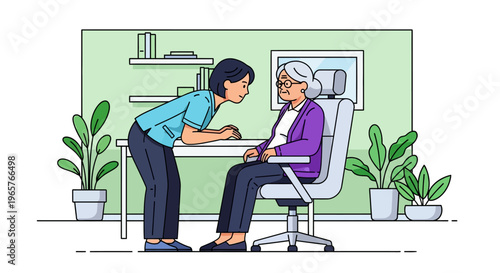 Young Physician Consults With Elderly Patient