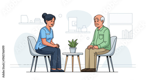 Caring Doctor Advising Senior Woman in Clinic