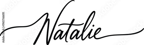 A beautiful black cursive signature with the name Natalie on a white background