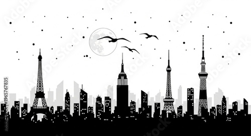 Photos City Skyline at Night Time.
