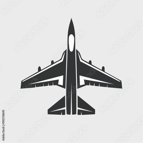 Top-down silhouette of a modern fighter jet aircraft with sleek wings