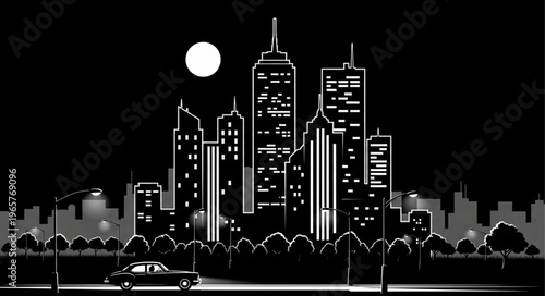 City Skyline at Night Time.