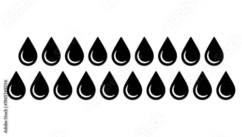 Collection of black teardrop shapes arranged in a grid pattern