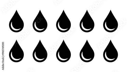 Black droplet icons arranged in two horizontal rows of five and four