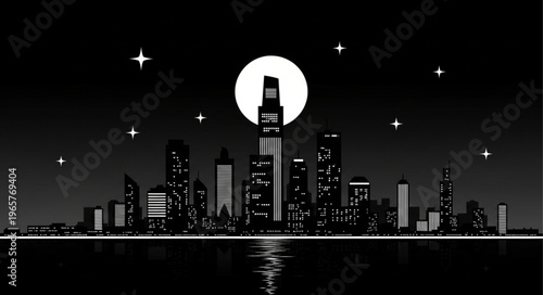 Tableau sur toile City Skyline at Night Time.
