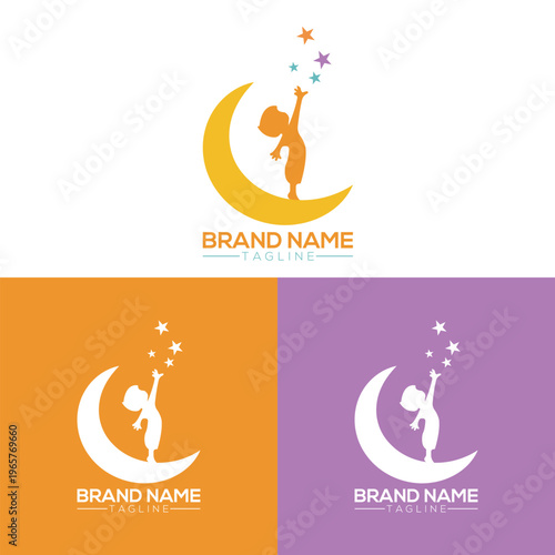 Moon child Logo Design – Magical Night and Fantasy Character Concept