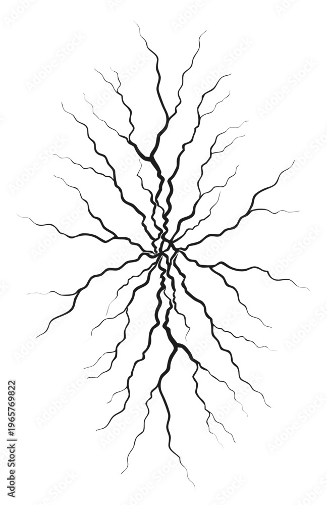 Fototapeta premium Lightning Crack Lines Vector – Abstract Branching Energy Pattern Illustration