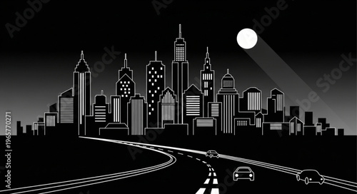 City Skyline at Night Time.