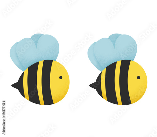 cute bees flying illustration