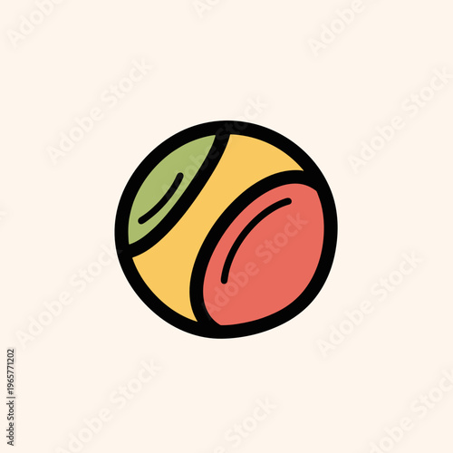 Ball icon in flat style colorful design on beige background