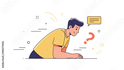 Curious male teen engaged in thoughtful conversation