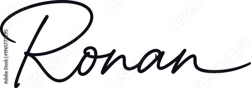 A person named Ronan with a signature in black ink on a white background