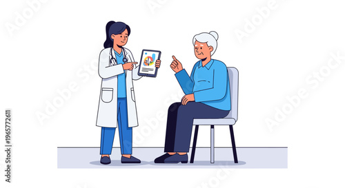 Doctor Showing Digital Tablet to Senior Patient