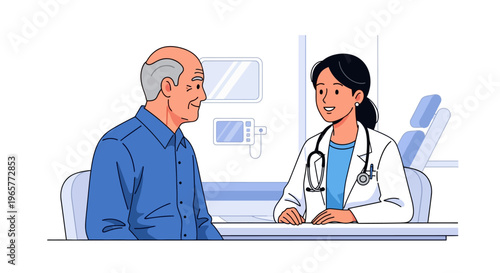 Female Doctor Consulting Senior Male Patient