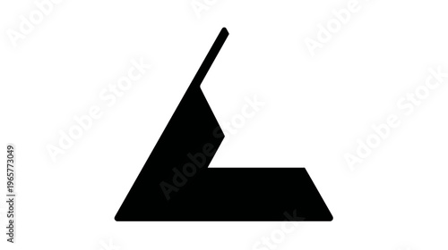 Abstract black geometric angular shape design element isolated on white background, modern minimalist graphic art