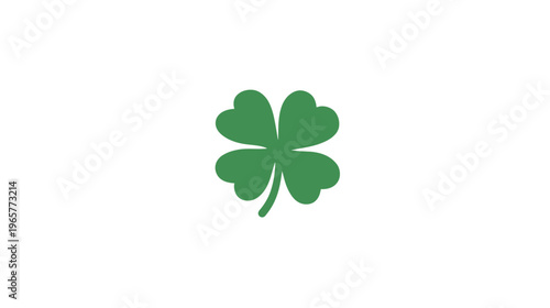 Lucky four-leaf clover symbol icon. Green shamrock illustration representing good fortune, success, and St. Patrick's Day.