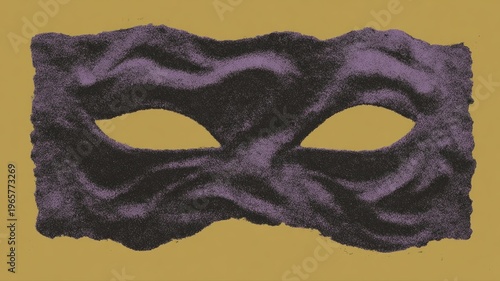 Abstract Purple Mask on Yellow Background for Artistic Concept