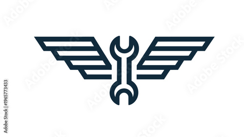 Modern Winged Wrench Icon for Fast Repair Service, Automotive Maintenance, Engineering, and Quality Technical Support Logo